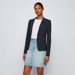 HUGO BOSS Regular Fit Blazer Jacket Italian-Made Stretch Virgin Wool Navy 4